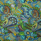 Coton imprimé labyrinthe cachemire bleu
