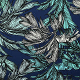 Coton imprimé palmier fond marine
