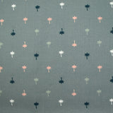 Coton imprimé palmiers fond gris souris