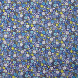 Coton imprimé prairie en fleurs bleu fond indigo