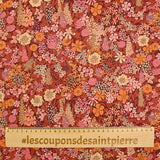 Cotton Liberty ® Metal Ciara marrón y rosa por metro