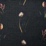 Coton tissé aspect lin imprimé ombre de tulipes fond noir