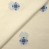 Coton tissé-teint jacquard Malina bleu fond écru