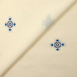 Coton tissé-teint jacquard Mirza bleu fond écru