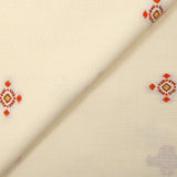 Coton tissé-teint jacquard Mirza orange et brique fond écru