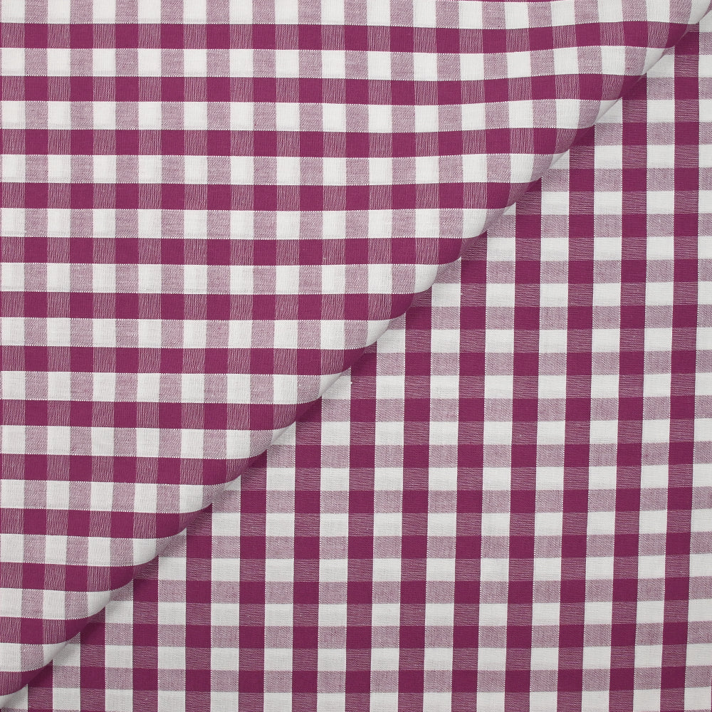 Coupon Tissu Enfant Vichy Mauve + Vignettes Pinocchio - Coton Français - Neuf Non Coupé