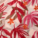 Crêpe fin imprimé jungle rose fond rose poudré