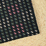 Crêpe georgette imprimé carreaux fleuris fond noir