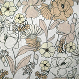 Crêpe viscose imprimé en chair et en fleurs fond blanc