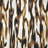 Crêpe viscose imprimé ondes abstraites marron fond blanc