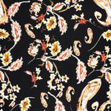 Crépon de viscose imprimé Paisley fond noir