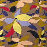 Crépon de viscose imprimé palette florale fond marron