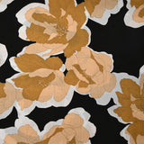 Crépon de viscose imprimé pivoine élégante fond noir