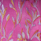 Fuchsia silk muslin lys jacquard woves gold and silver