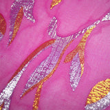 Fuchsia silk muslin lys jacquard woves gold and silver