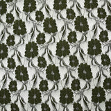 Dentelle polyester Martha métallisé argent fond kaki