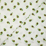 Double gaze imprimée avocat vert fond blanc