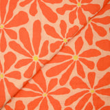 Double gaze imprimée flower power fond mandarine