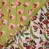 Double gaze matelassée double face Bangkok fond blanc et vert au mètre