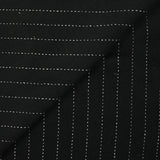 Drap de laine mélangée rayure blanche fond noir