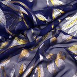 Seda Mousseline Lys Jacquard Tissées Gold and Silver