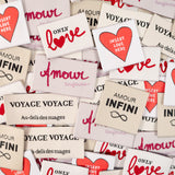 Étiquettes tissées assortiment "Wanderlust" - x5