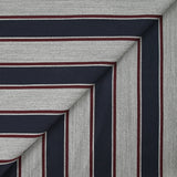 Gabardine de laine mélangée rayée marine et bordeaux fond gris