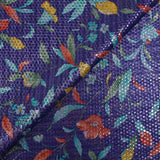 Jacquard polyester lamé champêtre fond indigo