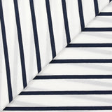 Jersey de coton rayé 6 mm bleu nuit fond blanc
