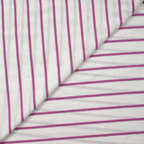 Jersey de coton rayé orchidée fond blanc