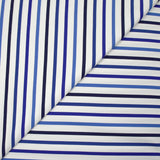 Jersey de polycoton marinière nuances de bleu fond blanc