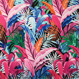 Jersey de polyester imprimé jungle multicolore fond noir