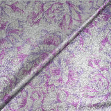 Jersey lamé argent imprimé hortensia violet
