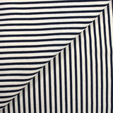 Jersey viscose côtelé marine et blanc cassé