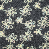 Lainage bouclette fantaisie florale multicolore fond gris bleuté