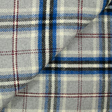 Laine mélangée à carreaux bleu fond gris