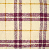 Laine mélangée à carreaux violet et ocre fond crème