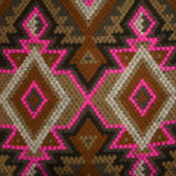 Laine mélangée fantaisie aztèque marron et magenta fluo