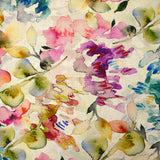 Lin viscose imprimé aquarelle florale fond ficelle