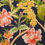 Lin viscose imprimé champs de fleurs fond bleu indigo