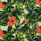 Lin viscose imprimé forêt équatoriale fond écru