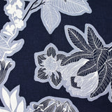 Lin viscose imprimé grande fleurs fond marine