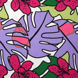 Lin viscose imprimé jardin tropical violet fond blanc