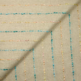 Lin viscose rayure satinée pêche et turquoise fond ficelle