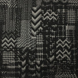 Maille Milano polyviscose chevrons patchwork gris fond noir