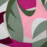 Maille plissée satinée abstrait fuchsia et vert