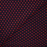 Maille polyviscose floquée pois rouge fond bleu marine