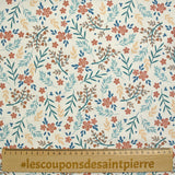 Tissu Maillot de bain recyclé UPF50 fleurs du printemps fond blanc cassé