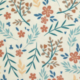 Tissu Maillot de bain recyclé UPF50 fleurs du printemps fond blanc cassé