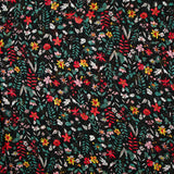 Mousseline crinkle imprimée irisée marguerite fond noir